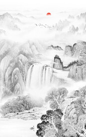 竖幅山水画
