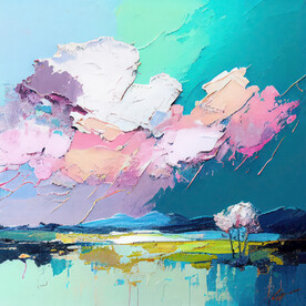 抽象油画 风景
