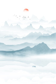 竖幅水墨画