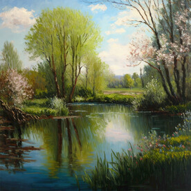 油画 春景