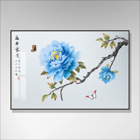 牡丹花鸟国画