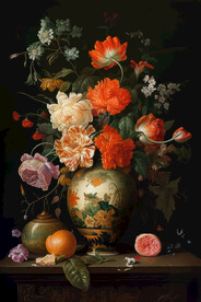 油画静物插花