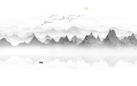 中式意境山水画背景墙