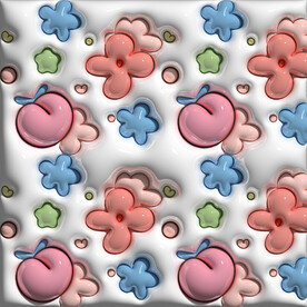 水果水蜜桃膨胀风四方连续图