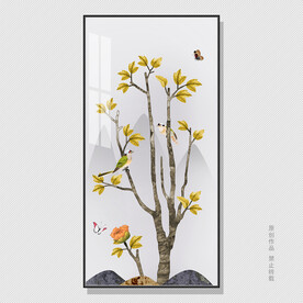 金色花鸟国画
