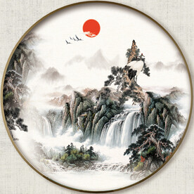 圆形中式山水画