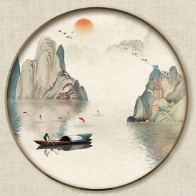 圆形山水画