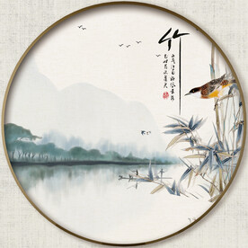 圆形中式山水画