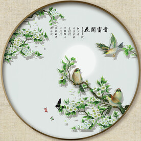圆形花鸟画