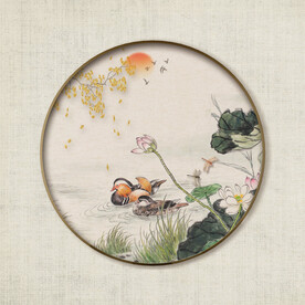 圆形花鸟画