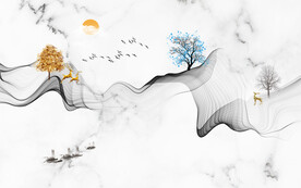 新中式现代简约爵士白山水装饰