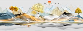 横式山水麋鹿画