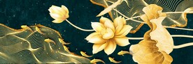 高端抽象九鱼莲花图