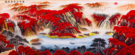 鸿运当头山水画
