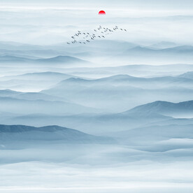 中式水墨山水画背景墙