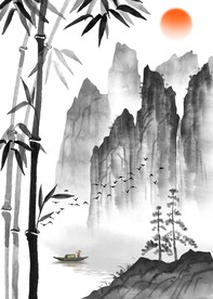 水墨竹子玄关