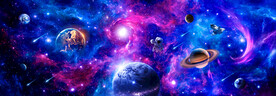 梦幻银河太空星球宇航员星空背景