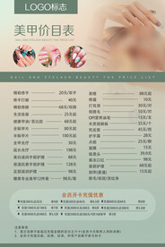 美甲价目表
