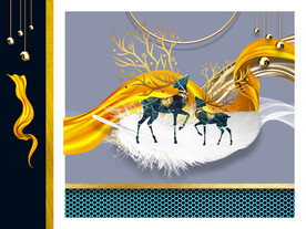 现代简约糜鹿背景装饰画