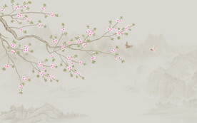 新中式工笔花鸟画背景墙