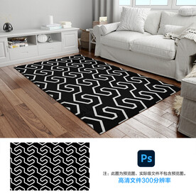 黑色几何图形地毯地垫