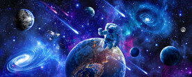 梦幻星球太空黑洞宇航员流星背景