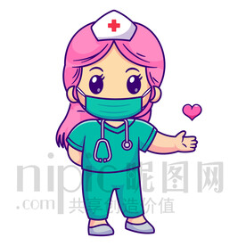 可爱卡通女护士插画素材