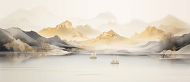千里江山大气山水画