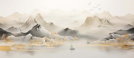 新中式抽象禅意山水画
