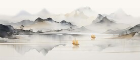 中国风鸿运当头山水装饰画
