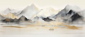 新中式水墨山水画