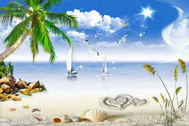 海景背景装饰画