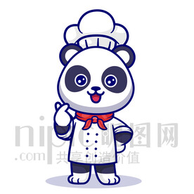 可爱卡通熊猫厨师