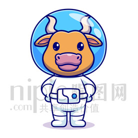 可爱卡通宇航员公牛