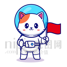 可爱卡通宇航员小猫咪