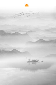 竖幅水墨画