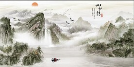 新中式意境山水背景装饰画