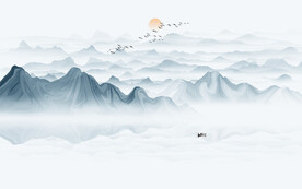 抽象水墨山水画背景墙