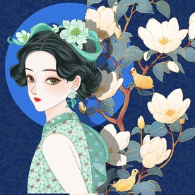 上海风名媛手绘美女海报