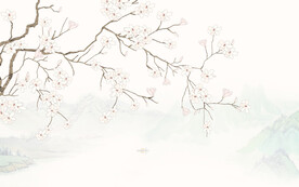 新中式手绘花鸟画背景墙