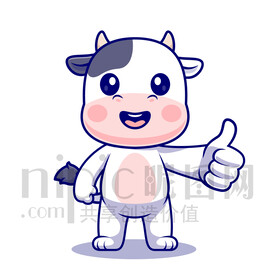 可爱卡通点赞的小奶牛