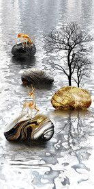 石来运转麋鹿山水轻奢玄关