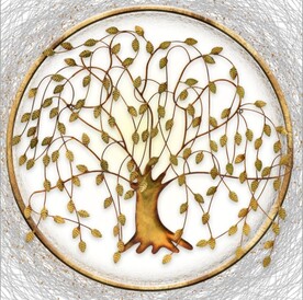 3D抽象金色大树玄关装饰画