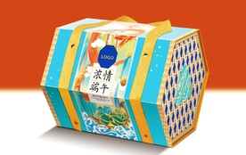 端午高端竹编礼盒平面展开图