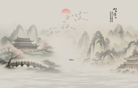 新中式古画背景墙