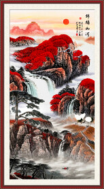 竖幅山水画 