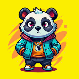 矢量手绘嘻哈风格熊猫