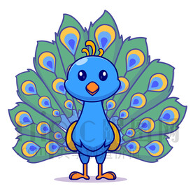 可爱卡通孔雀开屏