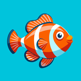 矢量卡通动物海洋鱼类小丑鱼