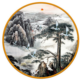 圆形山水国画